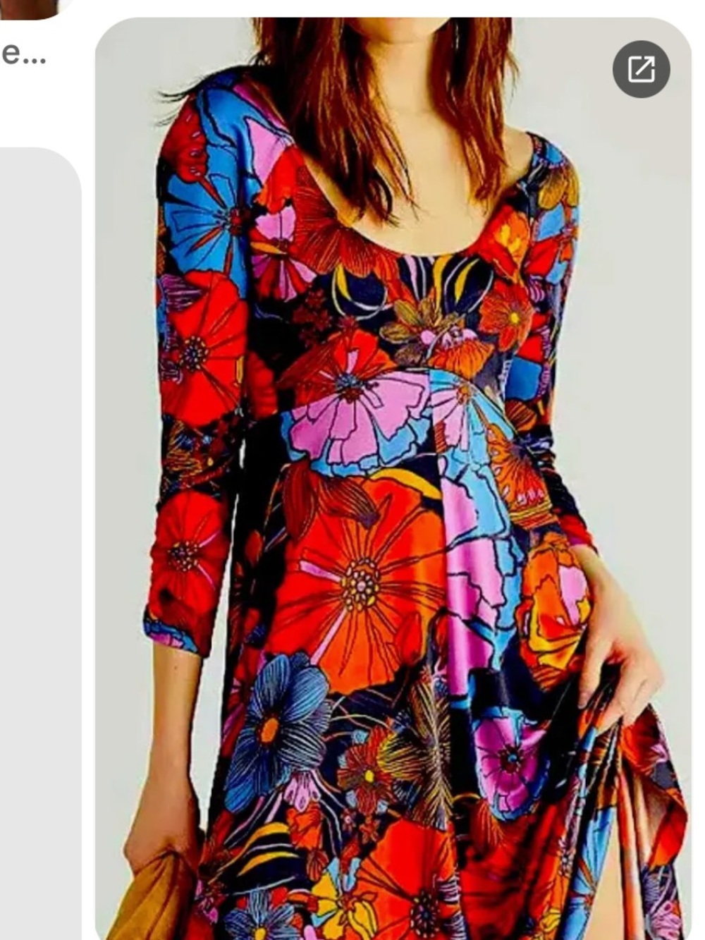 Free People Floral Scoop-Neck Maxi Dress in Black, Orange & Blue